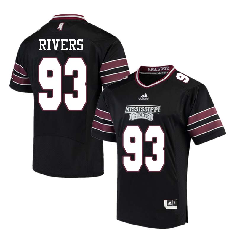 Men #93 Chauncey Rivers Mississippi State Bulldogs College Football Jerseys Sale-Black